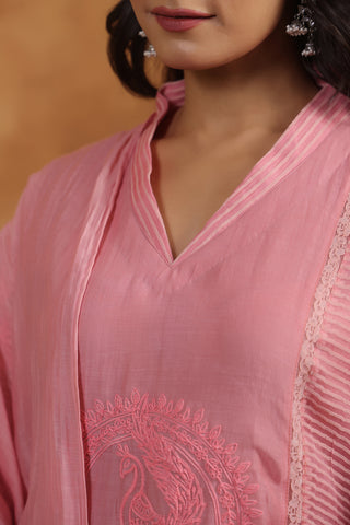 The Pink Mirage Chanderi Suit Set