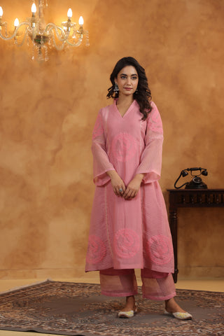 The Pink Mirage Chanderi Suit Set