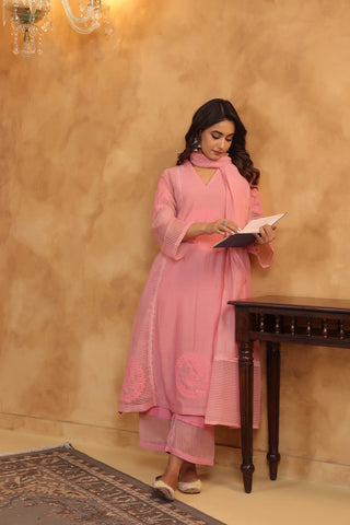 The Pink Mirage Chanderi Suit Set