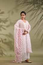 Rose Print Floral Off White Suit Set
