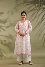 Rose Print Floral Off White Suit Set