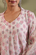 Rose Print Floral Off White Suit Set