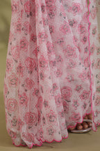 Kota Doria Flower Printed Saree