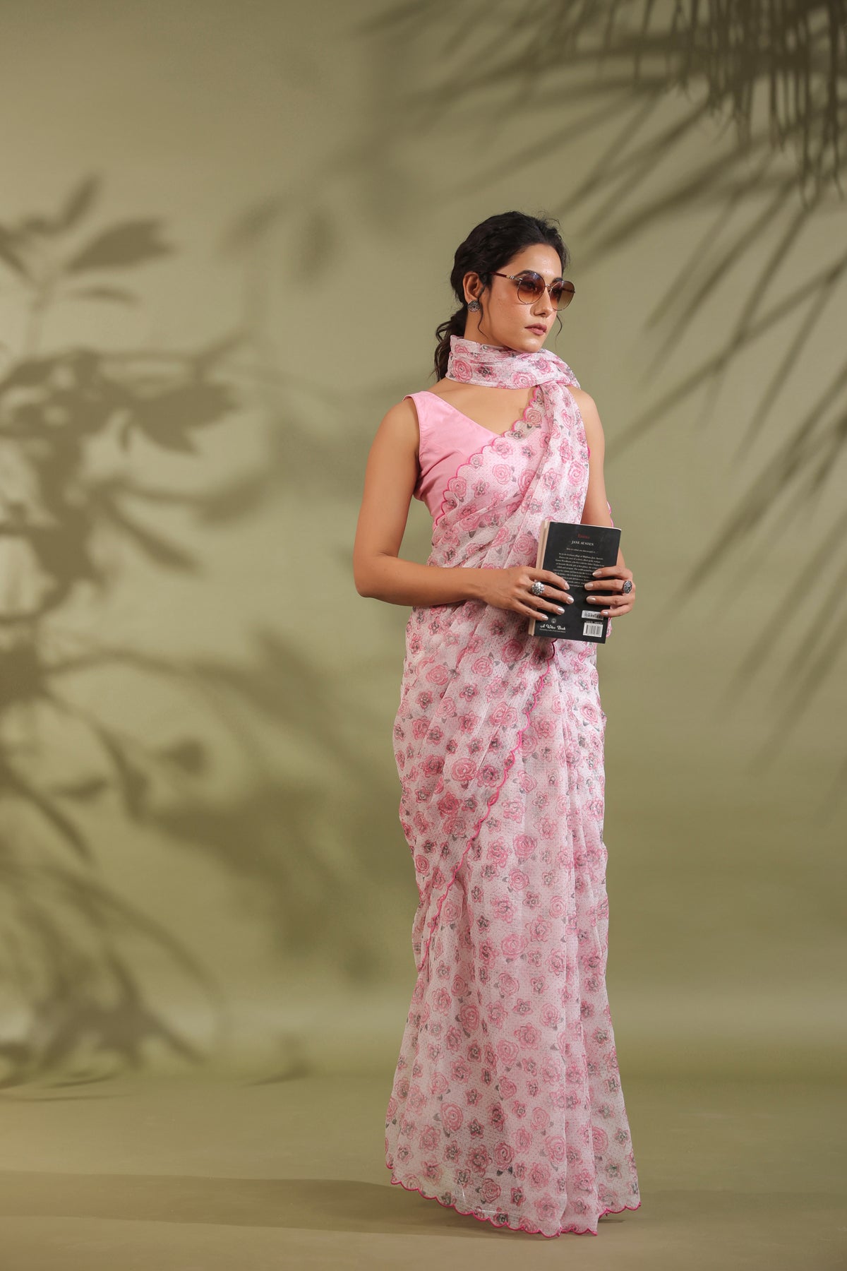 Kota Doria Flower Printed Saree