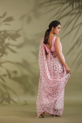 Kota Doria Flower Printed Saree