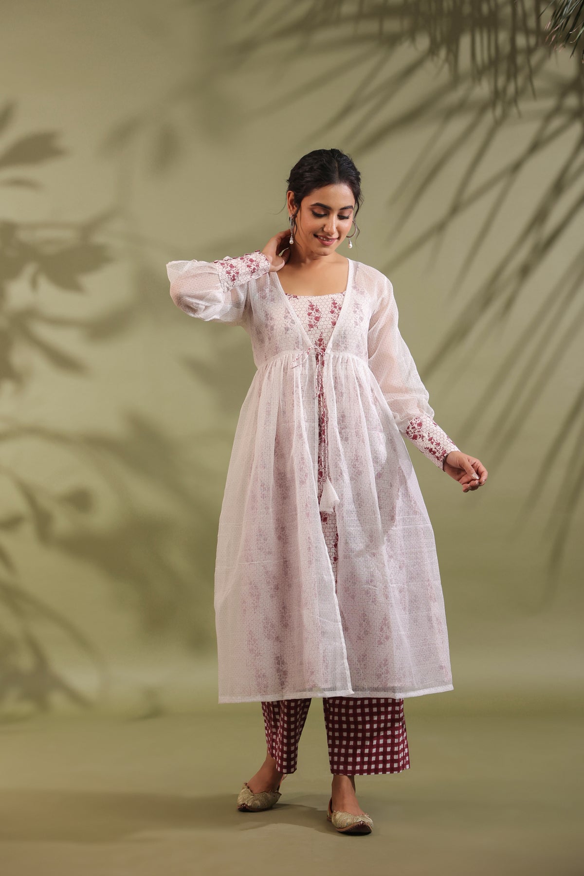 Hand Block Printed Kota Doria & Cotton Suit Set Of 3