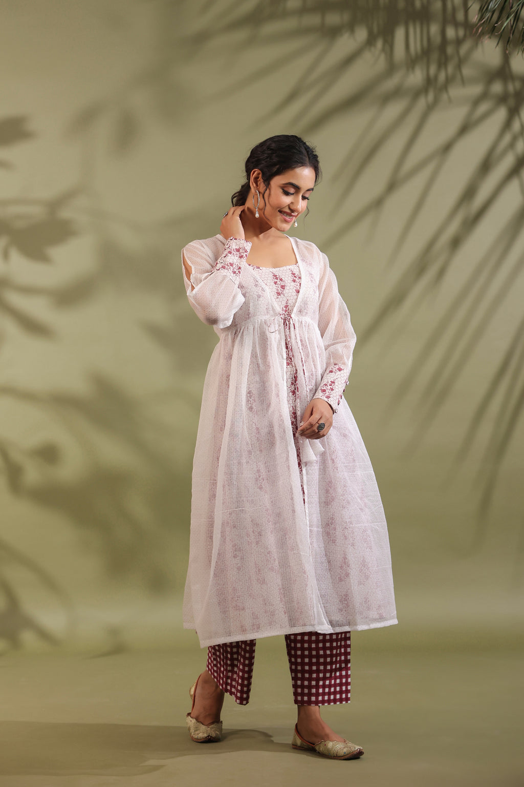 Hand Block Printed Kota Doria & Cotton Suit Set Of 3