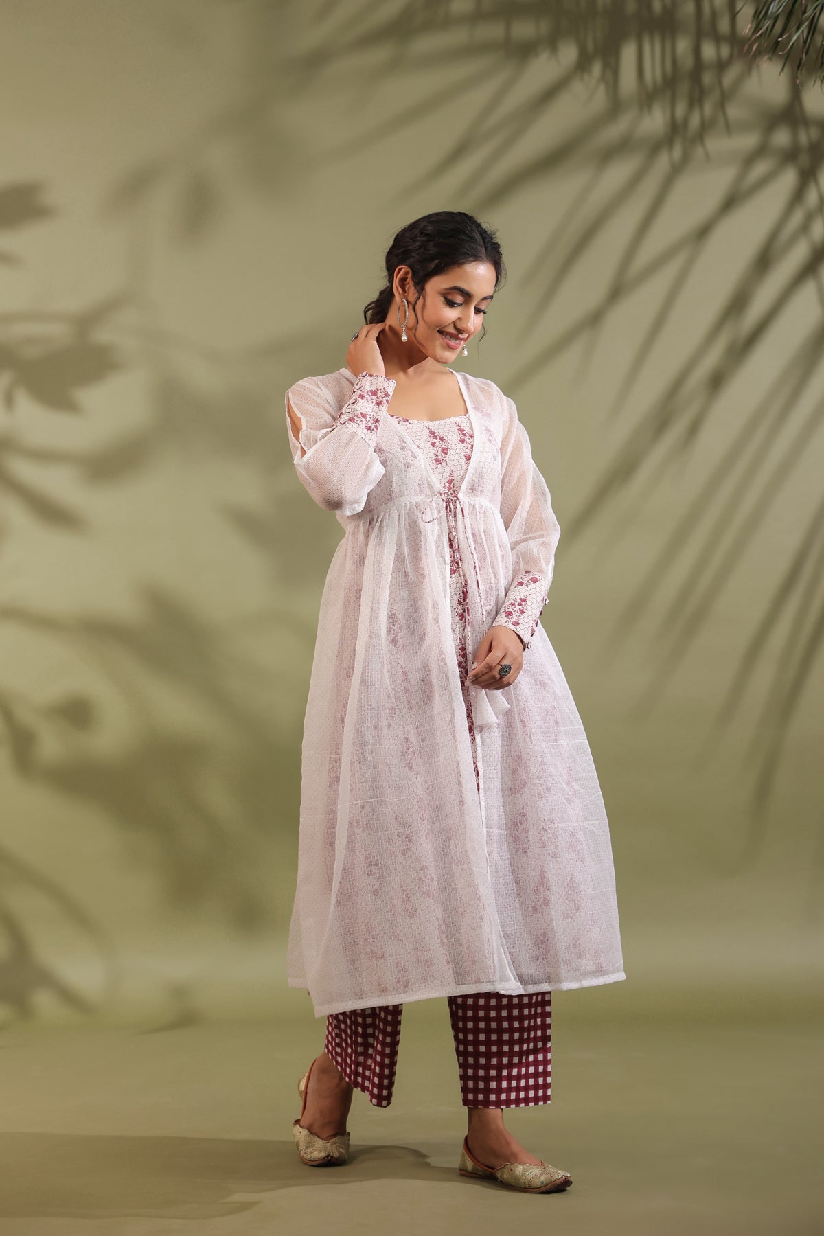 Hand Block Printed Kota Doria & Cotton Suit Set Of 3