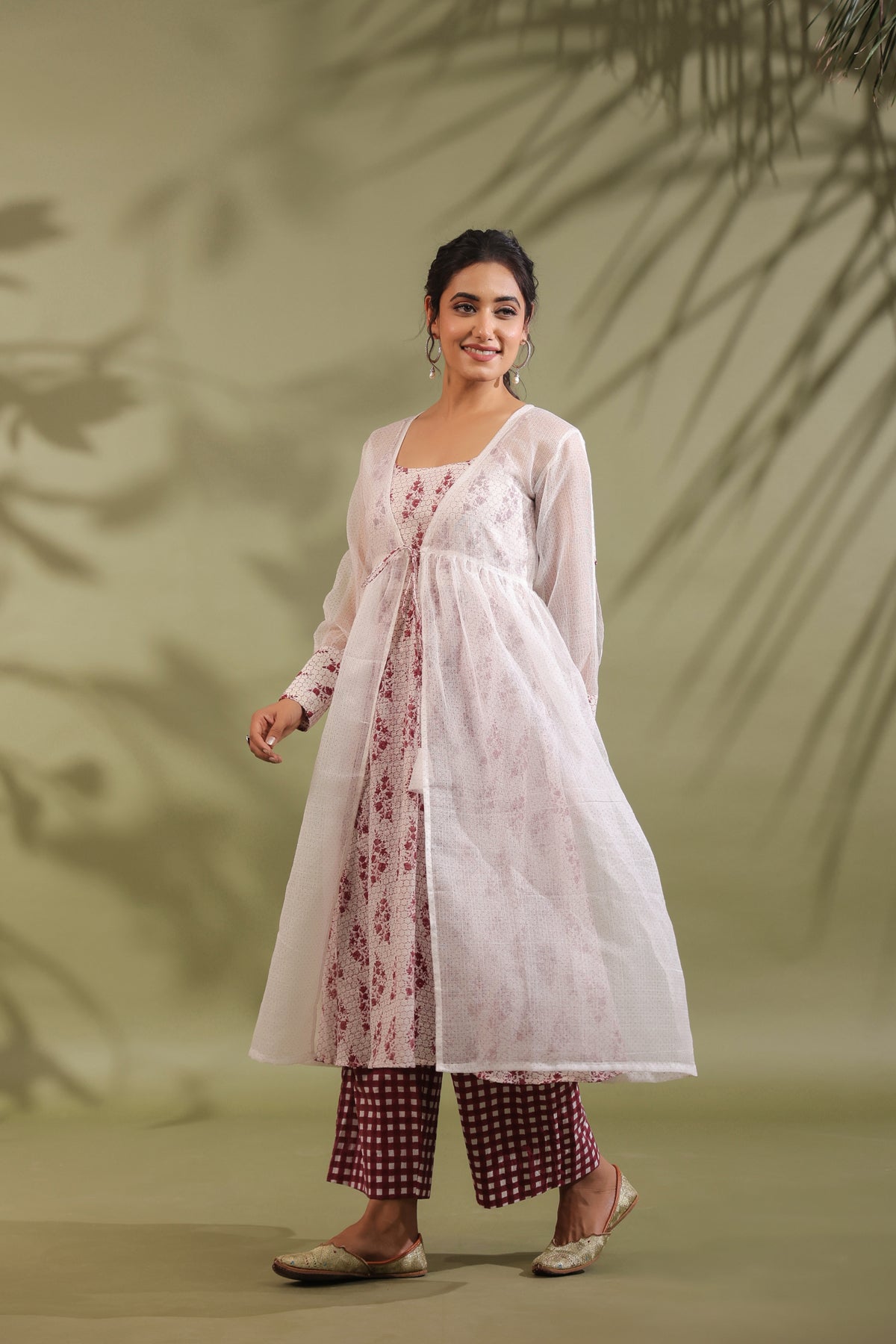 Hand Block Printed Kota Doria & Cotton Suit Set Of 3