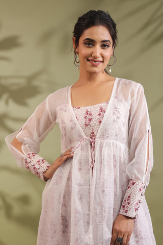 Hand Block Printed Kota Doria & Cotton Suit Set Of 3