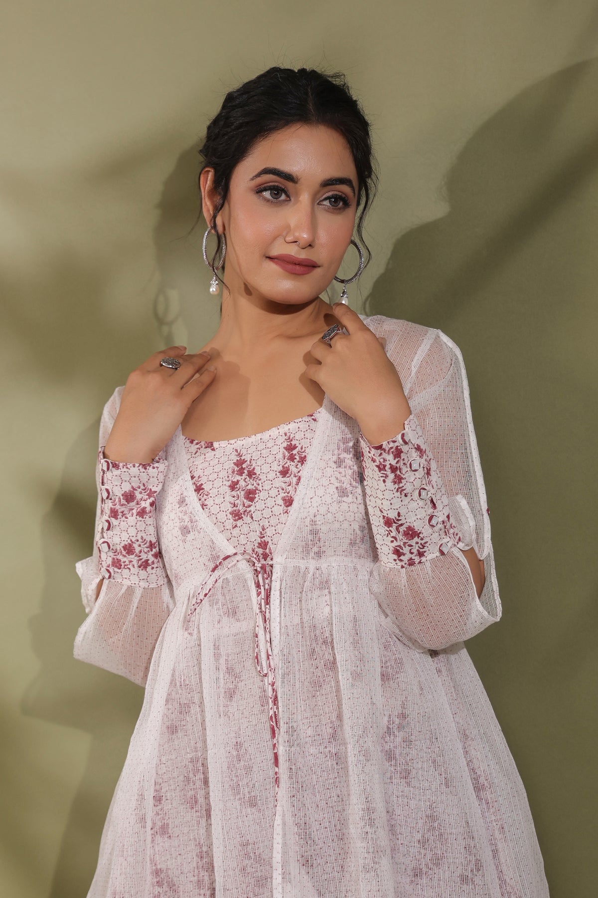 Hand Block Printed Kota Doria & Cotton Suit Set Of 4