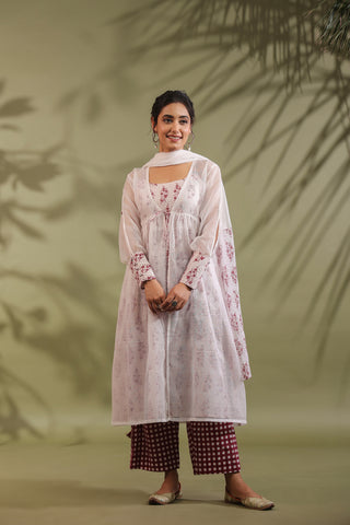 Hand Block Printed Kota Doria & Cotton Suit Set Of 4