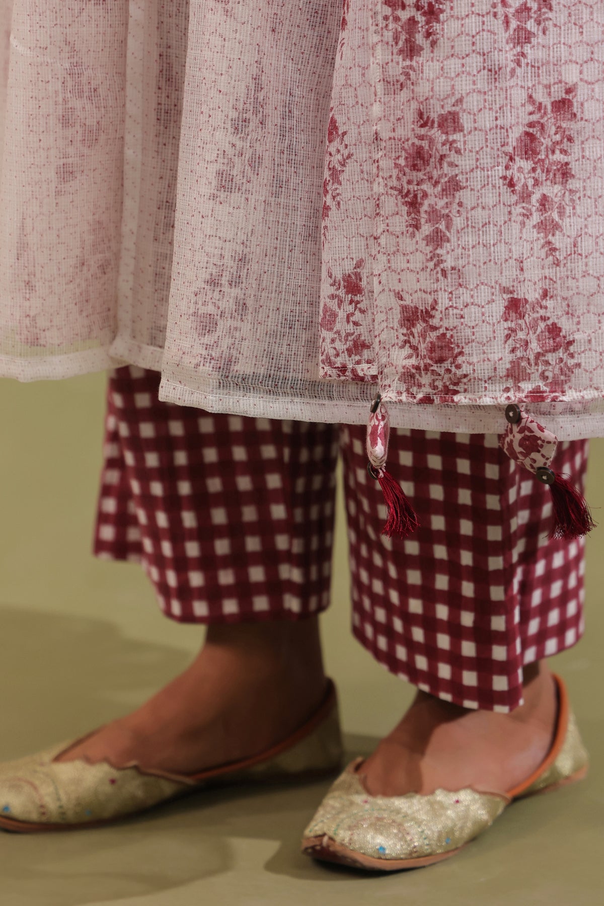 Hand Block Printed Kota Doria & Cotton Suit Set Of 4