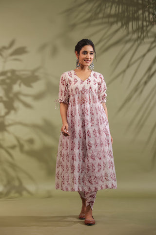 Hand Block Printed Kota Doria & Cotton Suit Set Of 3