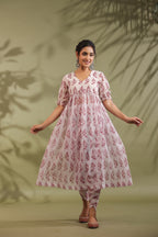 Hand Block Printed Kota Doria & Cotton Suit Set Of 2