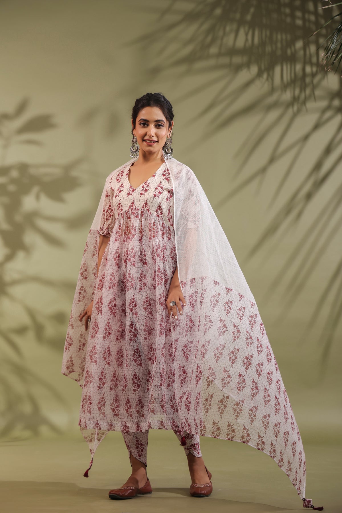 Hand Block Printed Kota Doria & Cotton Suit Set Of 2