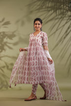 Hand Block Printed Kota Doria & Cotton Suit Set Of 3