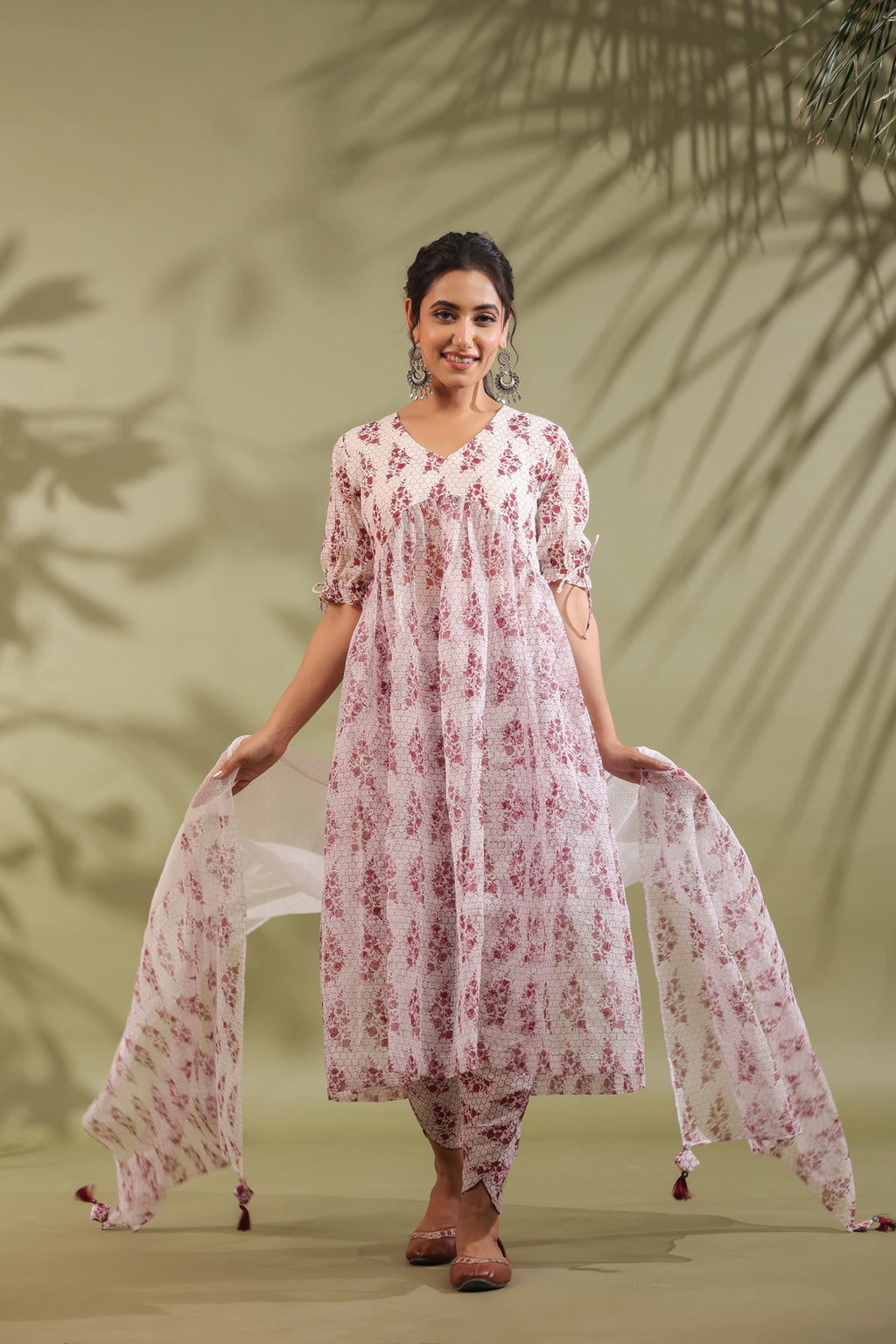 Hand Block Printed Kota Doria & Cotton Suit Set Of 3