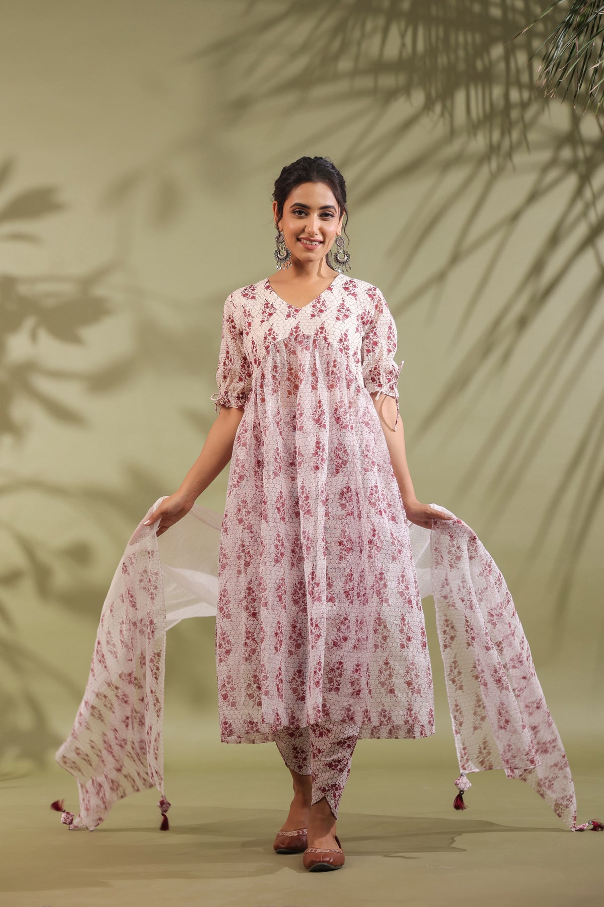 Hand Block Printed Kota Doria & Cotton Suit Set Of 2