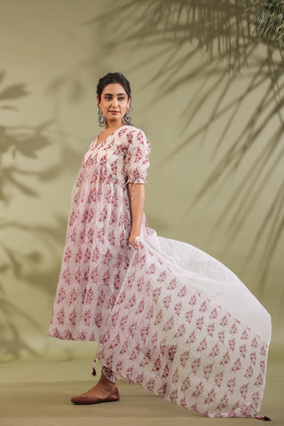 Hand Block Printed Kota Doria & Cotton Suit Set Of 3