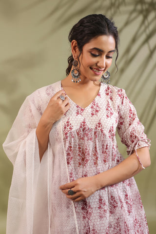 Hand Block Printed Kota Doria & Cotton Suit Set Of 3