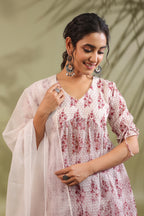 Hand Block Printed Kota Doria & Cotton Suit Set Of 2