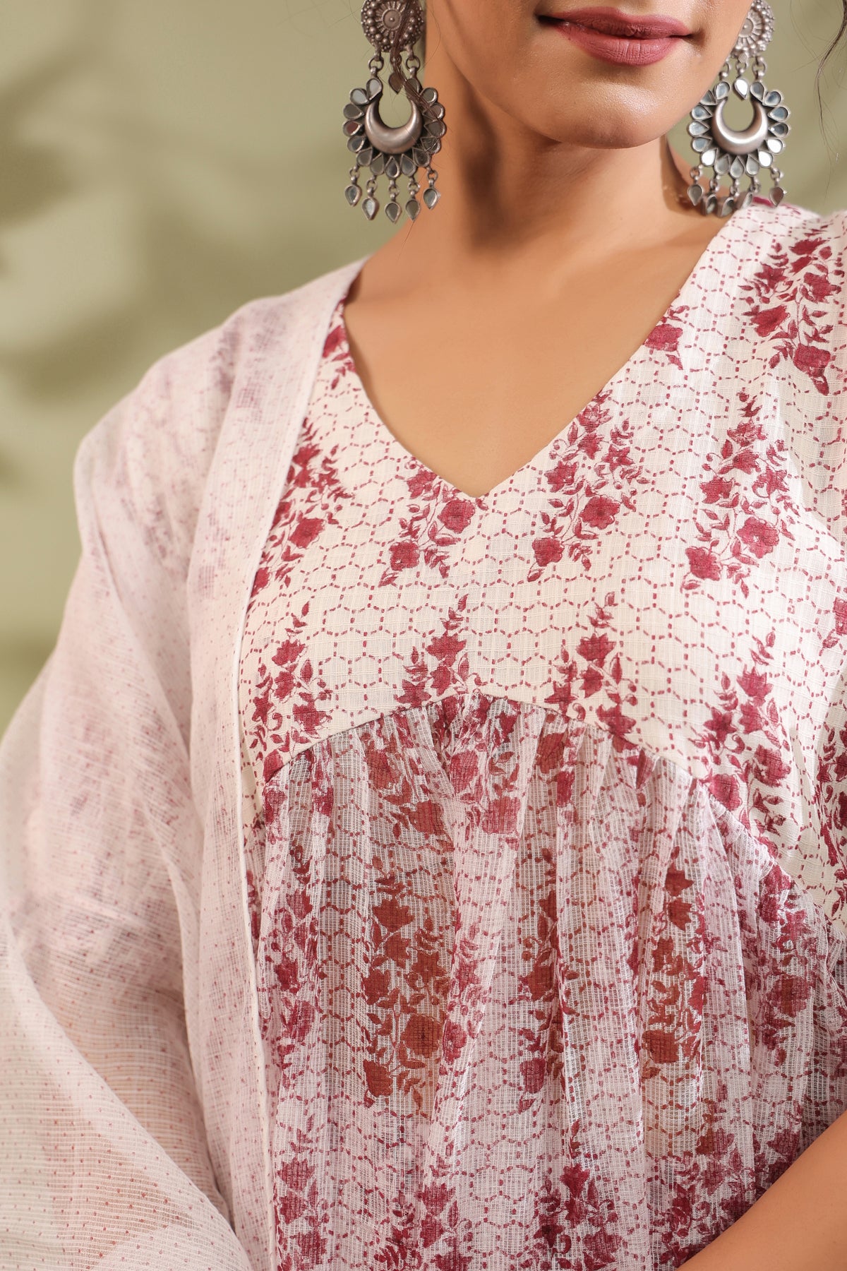 Hand Block Printed Kota Doria & Cotton Suit Set Of 3