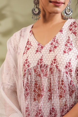 Hand Block Printed Kota Doria & Cotton Suit Set Of 2