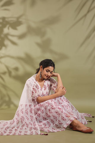 Hand Block Printed Kota Doria & Cotton Suit Set Of 3