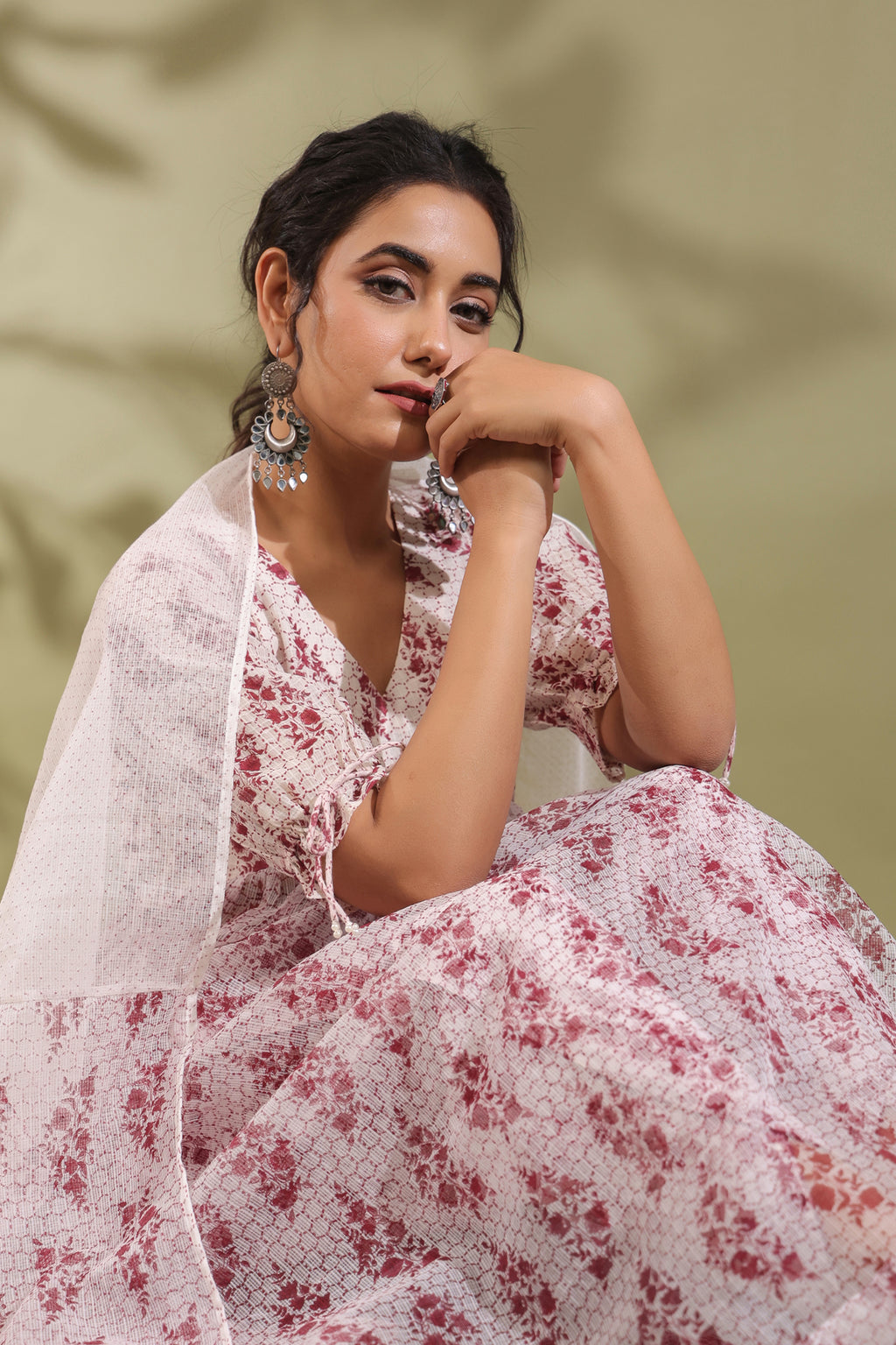 Hand Block Printed Kota Doria & Cotton Suit Set Of 2