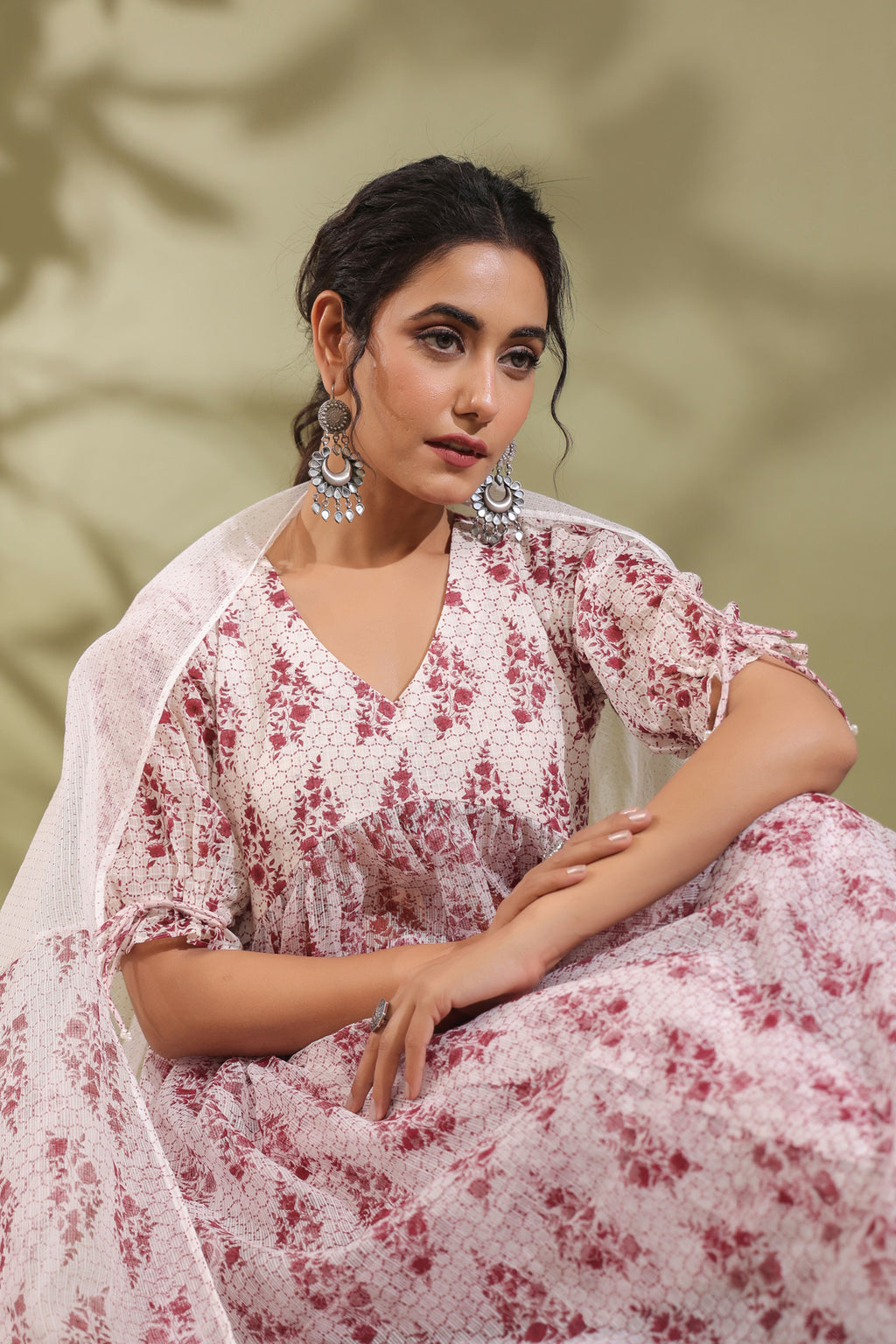 Hand Block Printed Kota Doria & Cotton Suit Set Of 2