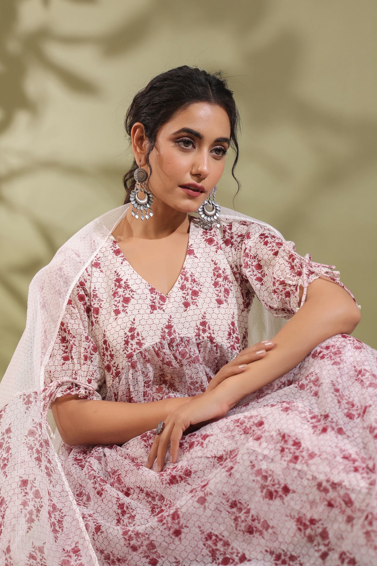 Hand Block Printed Kota Doria & Cotton Suit Set Of 2