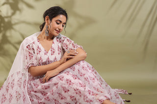 Hand Block Printed Kota Doria & Cotton Suit Set Of 3