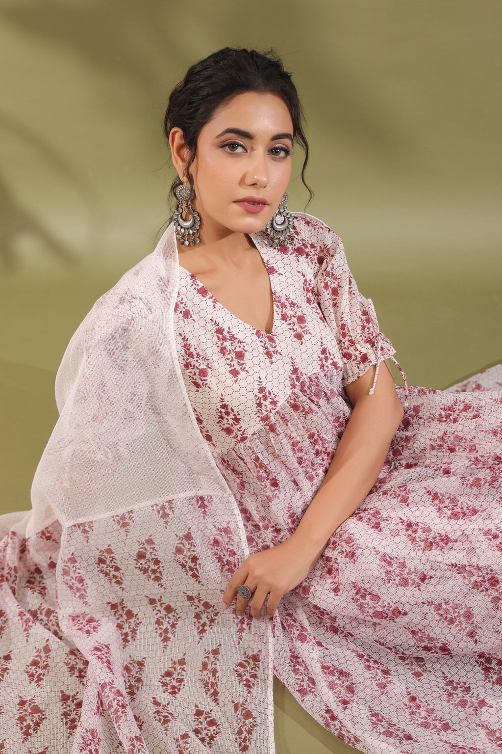 Hand Block Printed Kota Doria & Cotton Suit Set Of 2