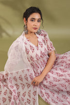 Hand Block Printed Kota Doria & Cotton Suit Set Of 2