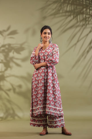 Hand Block Printed Cotton Suit Set Of 3