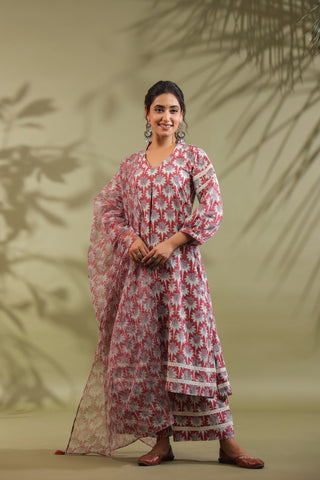 Hand Block Printed Cotton Suit Set Of 3