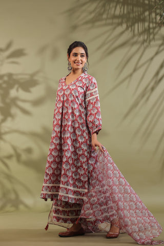 Hand Block Printed Cotton Suit Set Of 3