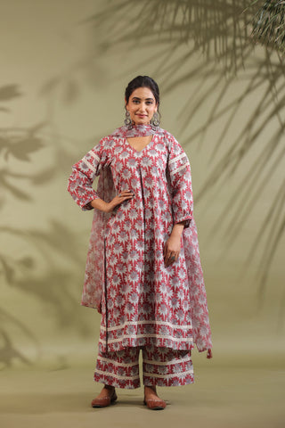 Hand Block Printed Cotton Suit Set Of 3