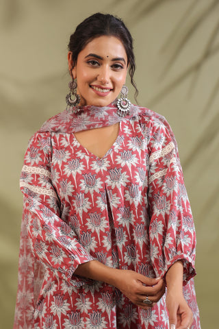 Hand Block Printed Cotton Suit Set Of 3