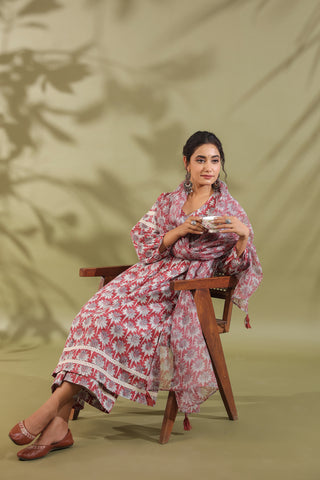 Hand Block Printed Cotton Suit Set Of 3