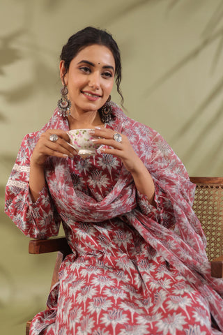 Hand Block Printed Cotton Suit Set Of 3