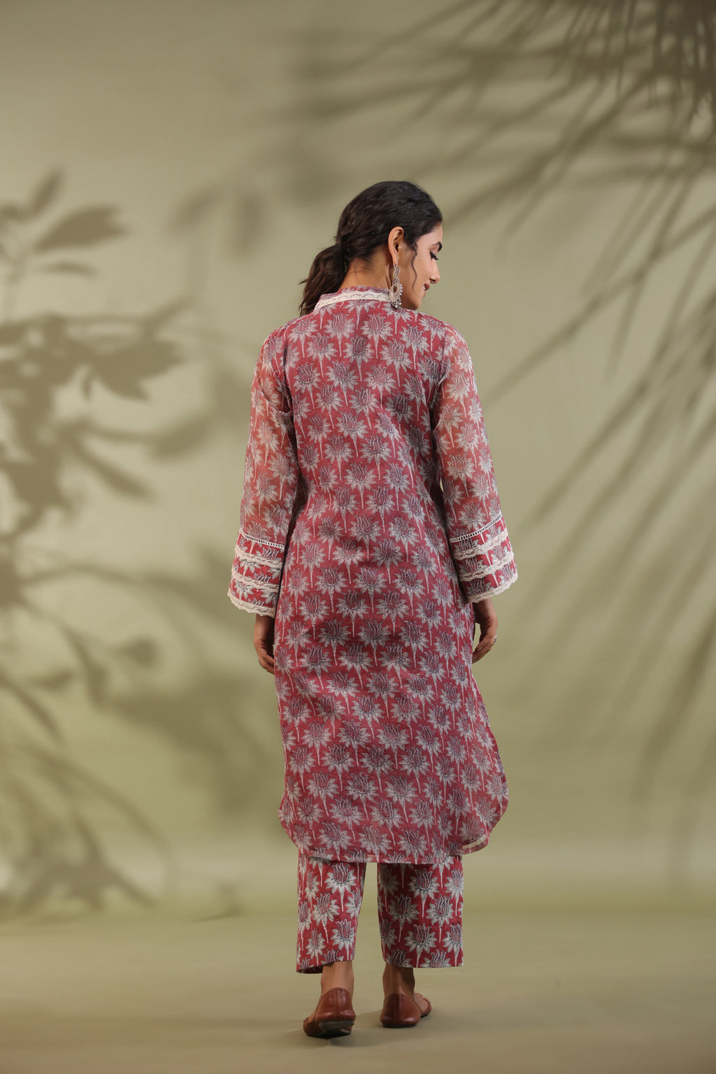 Hand Block Printed Cotton High Low Suit Set Of 3