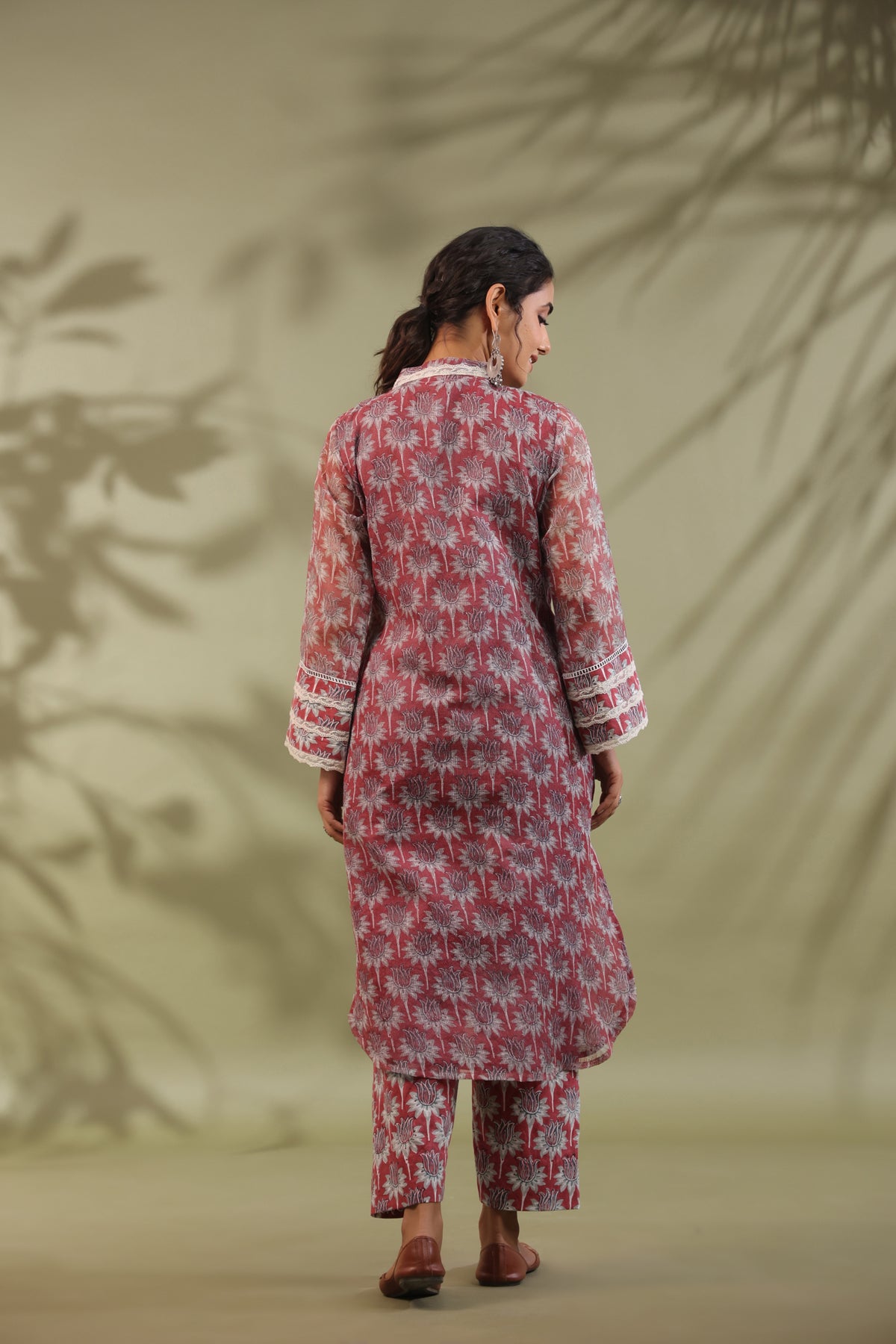 Hand Block Printed Cotton High Low Suit Set Of 2