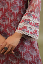 Hand Block Printed Cotton High Low Suit Set Of 3