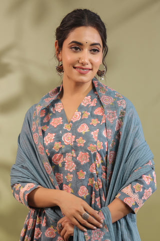 Hand Block Printed Cotton Suit Set Of 3