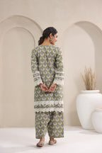 Hand Block Printed Cotton Straight Fit Suit Set Of 3