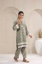 Hand Block Printed Cotton Straight Fit Suit Set Of 3