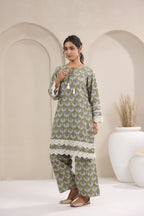 Hand Block Printed Cotton Straight Fit Suit Set Of 3