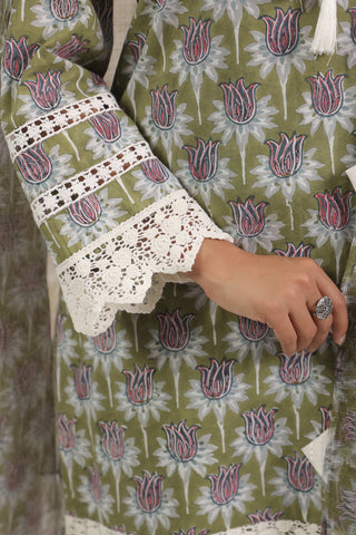 Hand Block Printed Cotton Straight Fit Suit Set Of 3